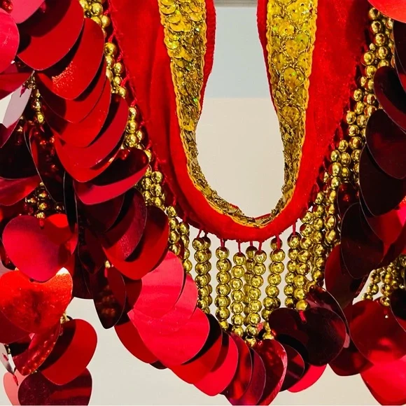 Bellydance hip wrap with Hearts Coins Sequins and Gold Accents - Picture 5 of 5